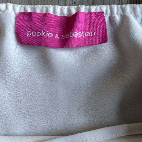 Pookie & Sebastian White Backless Flounce Camisole Dressy Tank Size Large - Picture 7 of 9